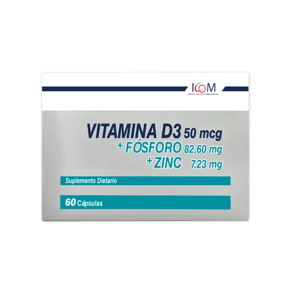 Vitamina D3 Fosforo y Zinc 60 Capsulas Icom